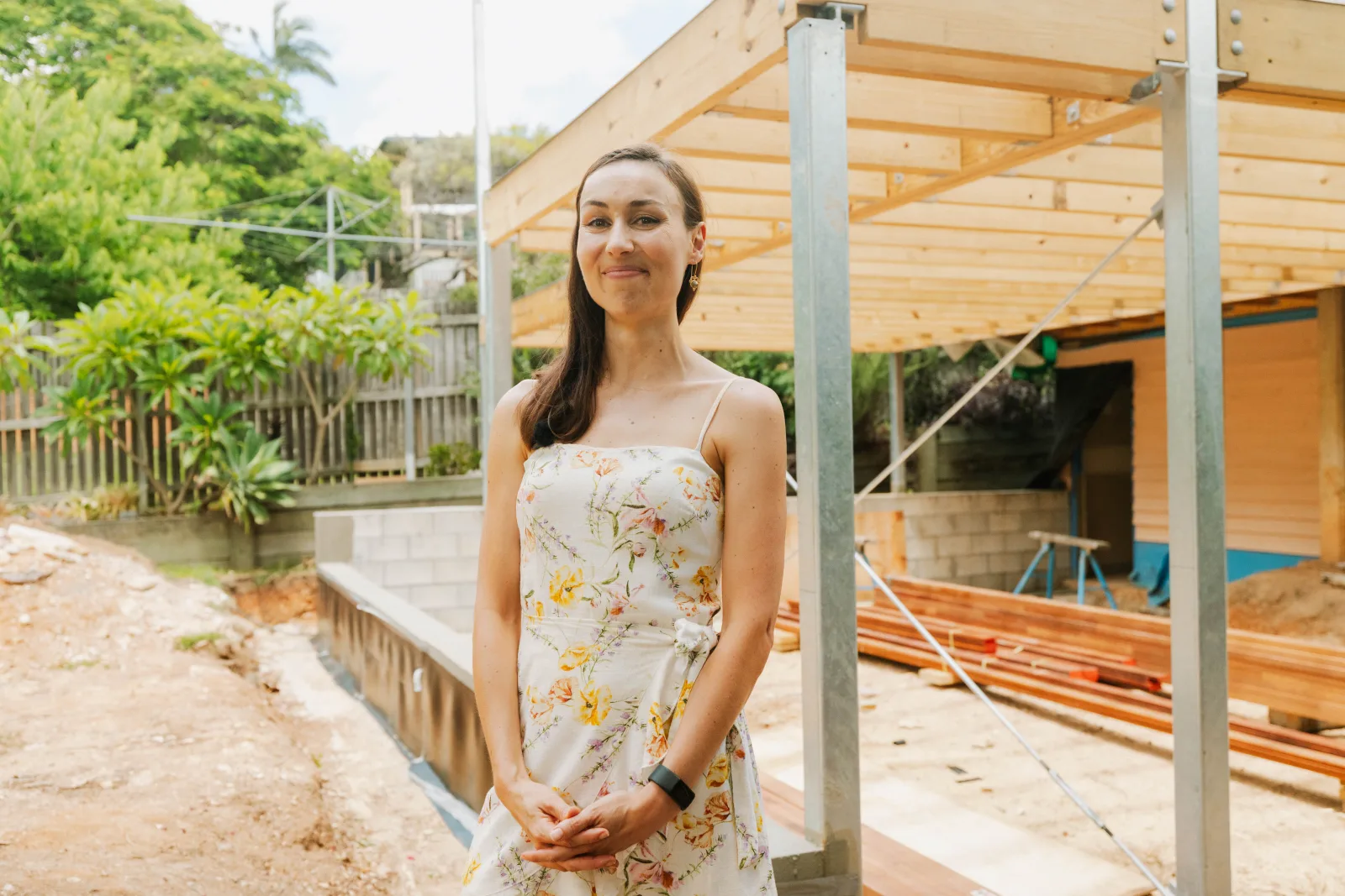 Tomas Farr with client on new build site Brisbane