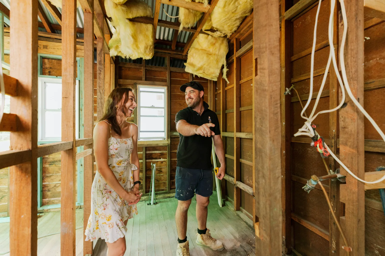Tomas Farr with a client during renovation walkthrough, Brisbane